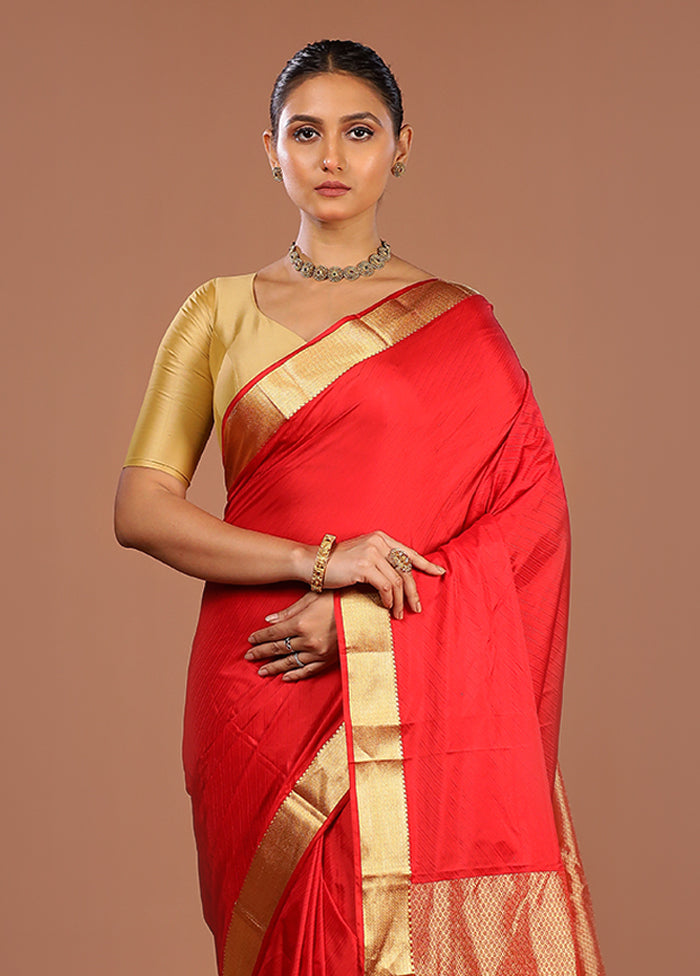 Pink Kanjivaram Silk Saree With Blouse Piece
