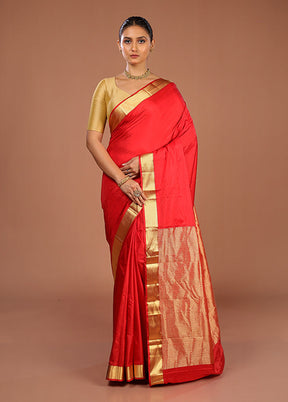 Pink Kanjivaram Silk Saree With Blouse Piece