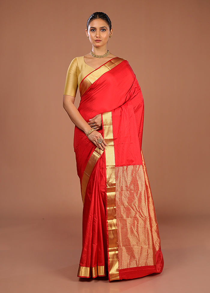 Pink Kanjivaram Silk Saree With Blouse Piece