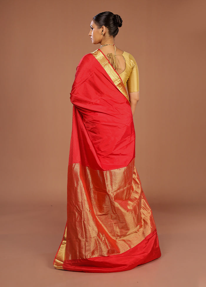 Pink Kanjivaram Silk Saree With Blouse Piece