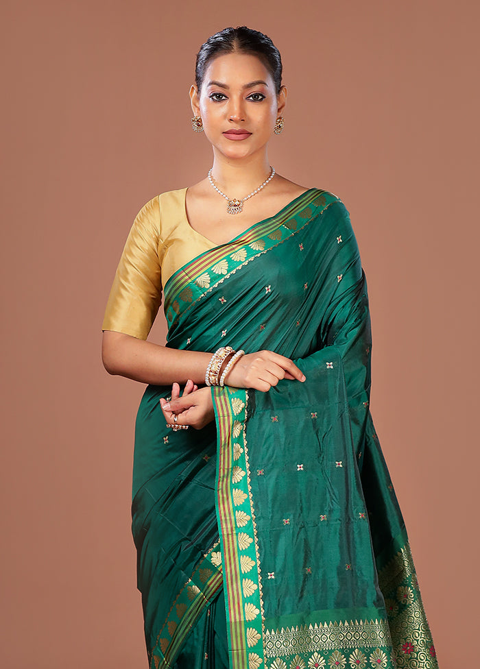 Green Kanjivaram Silk Saree With Blouse Piece