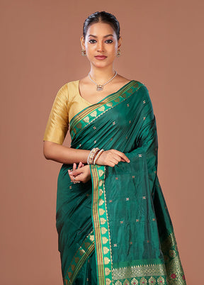 Green Kanjivaram Silk Saree With Blouse Piece