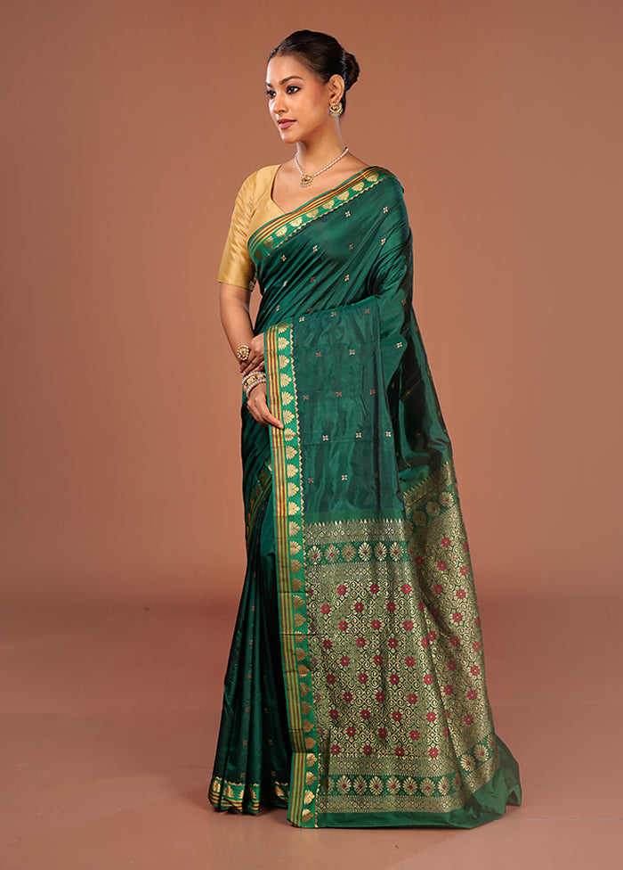 Green Kanjivaram Silk Saree With Blouse Piece