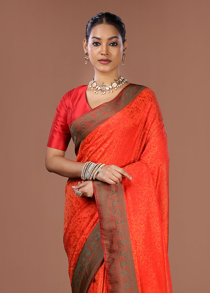 Red Kanjivaram Silk Saree With Blouse Piece