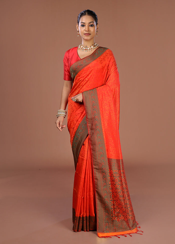 Red Kanjivaram Silk Saree With Blouse Piece