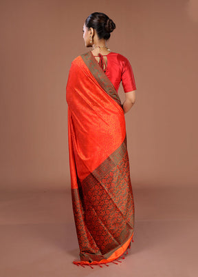 Red Kanjivaram Silk Saree With Blouse Piece