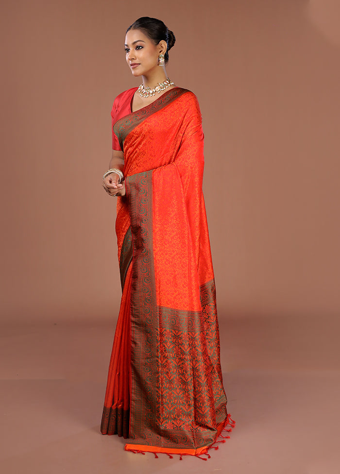 Red Kanjivaram Silk Saree With Blouse Piece