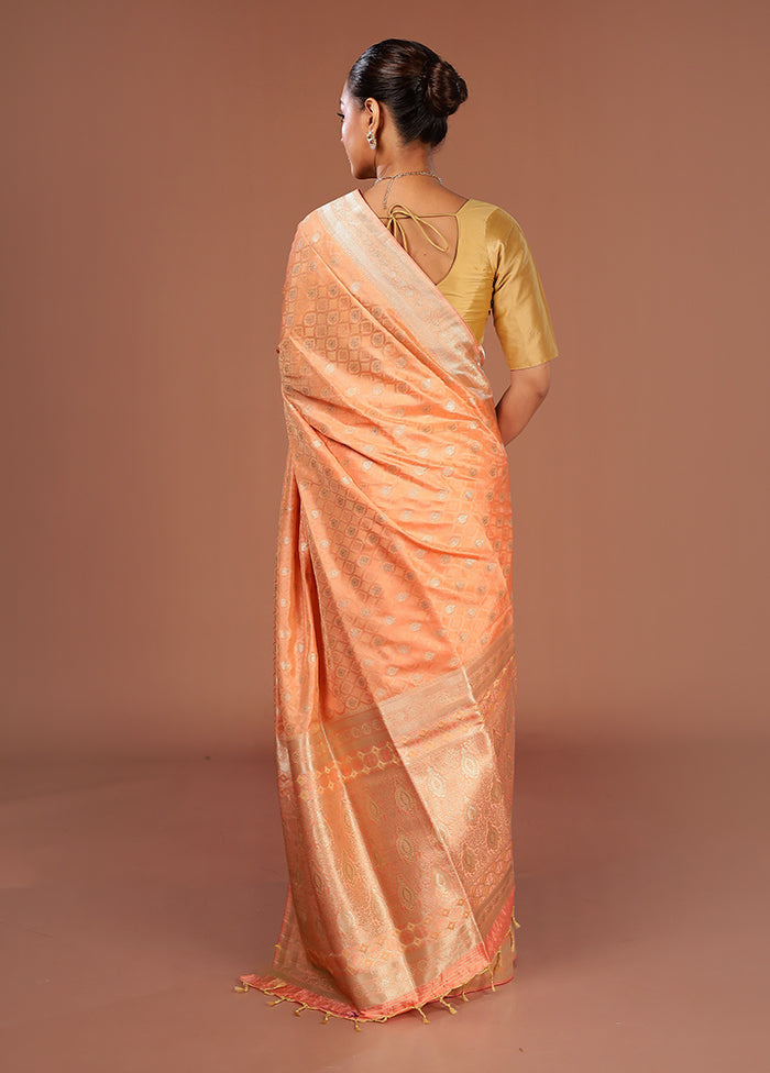 Pink Kanjivaram Silk Saree With Blouse Piece