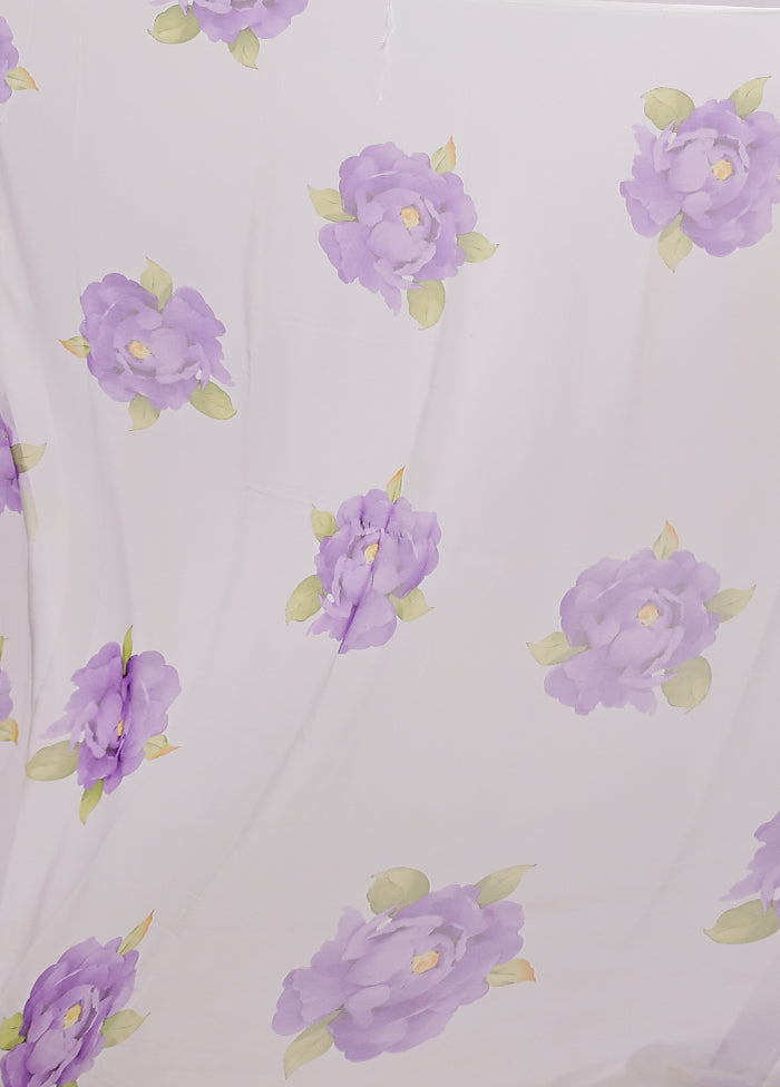 White Chiffon Silk Saree With Blouse Piece