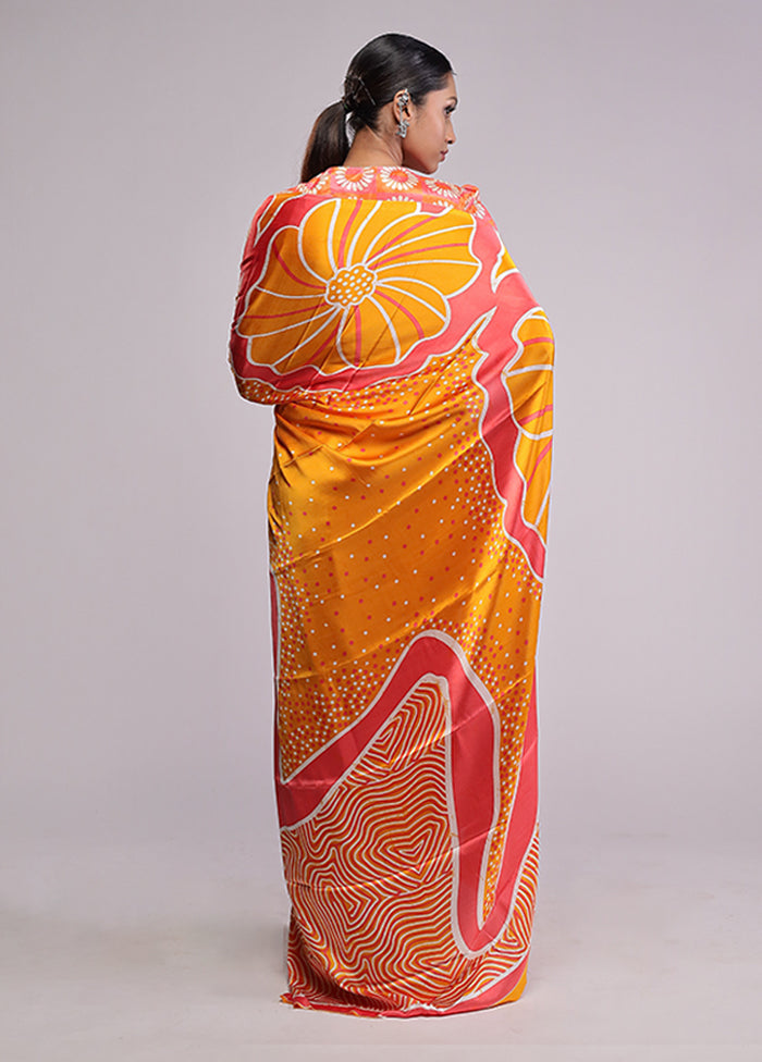 Yellow Georgette Saree With Blouse Piece