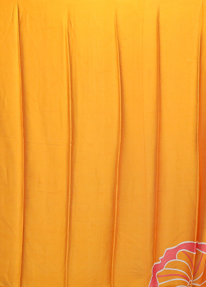 Yellow Georgette Saree With Blouse Piece