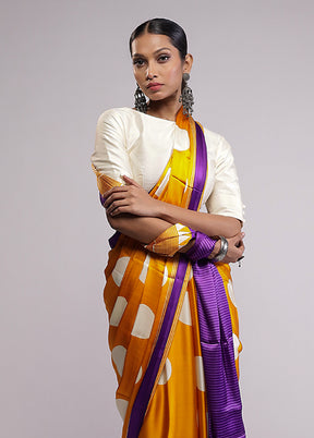 Yellow Georgette Saree With Blouse Piece