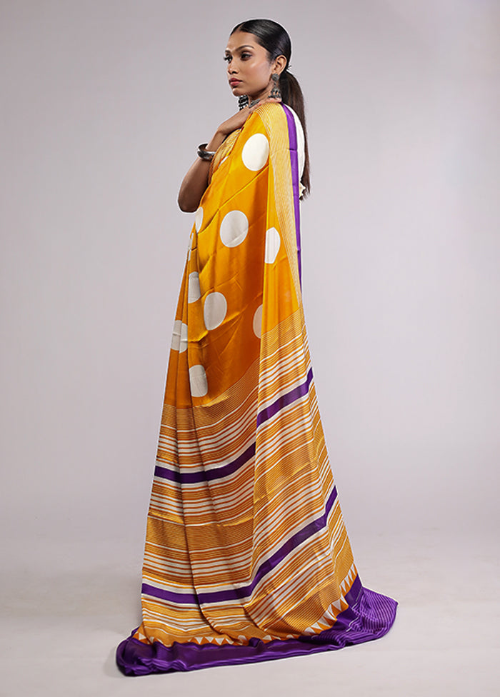 Yellow Georgette Saree With Blouse Piece