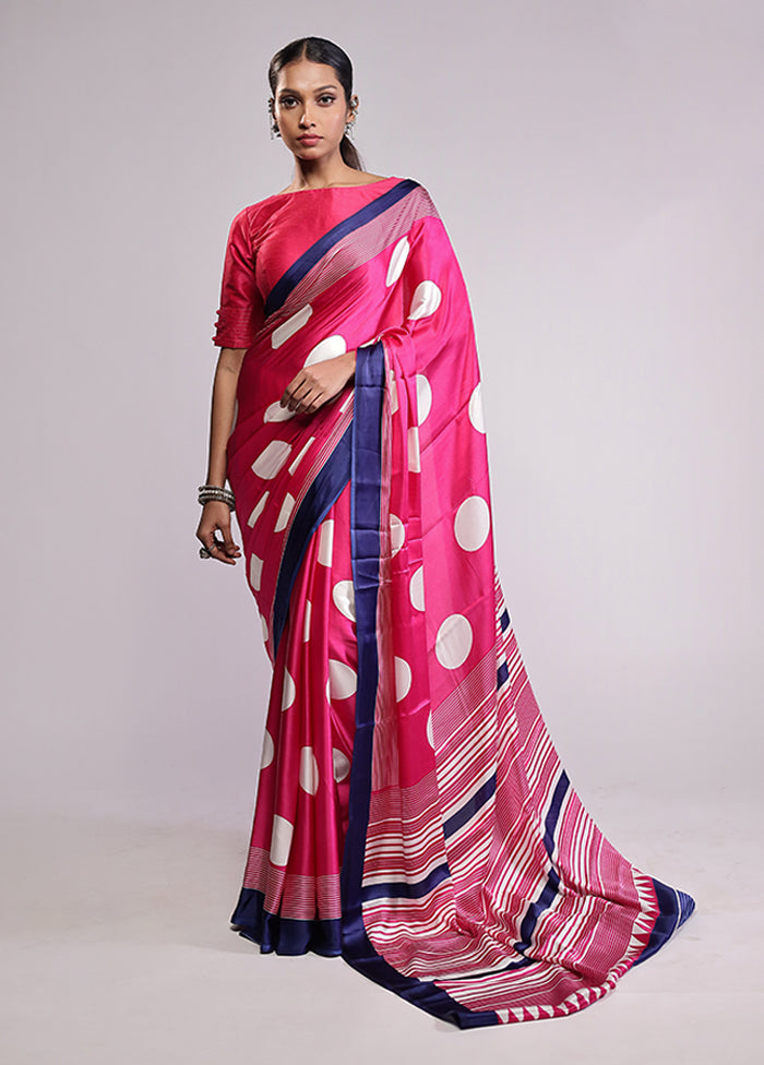 Pink Georgette Saree With Blouse Piece
