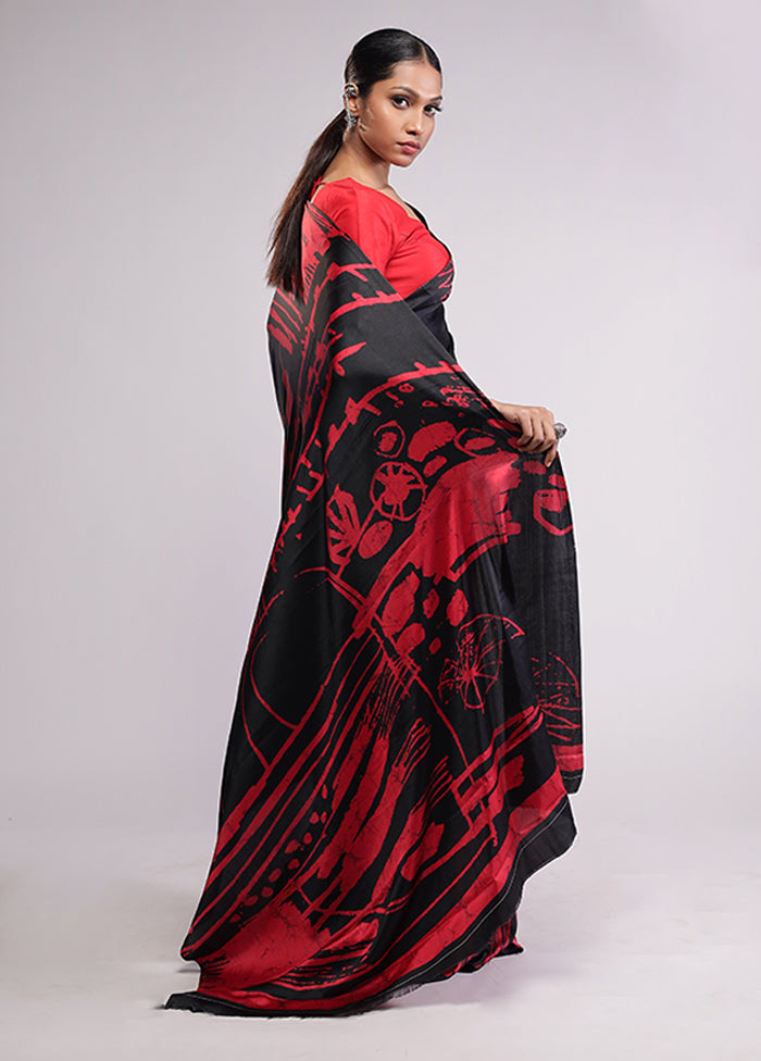 Black Georgette Saree With Blouse Piece