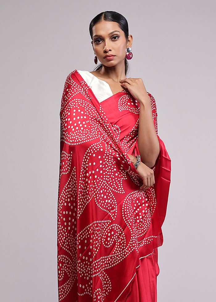 Red Georgette Saree With Blouse Piece