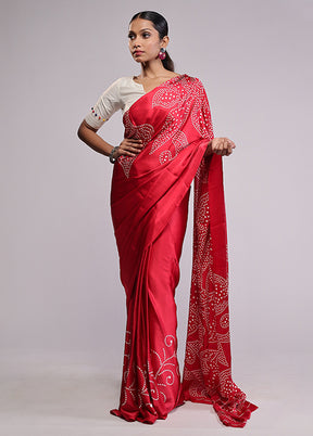 Red Georgette Saree With Blouse Piece