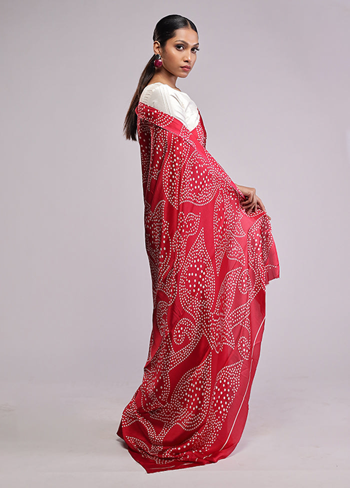 Red Georgette Saree With Blouse Piece