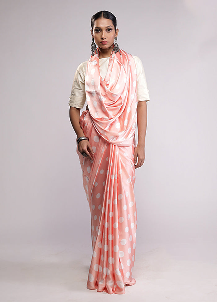 Peach Georgette Saree With Blouse Piece