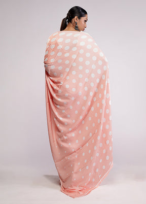 Peach Georgette Saree With Blouse Piece