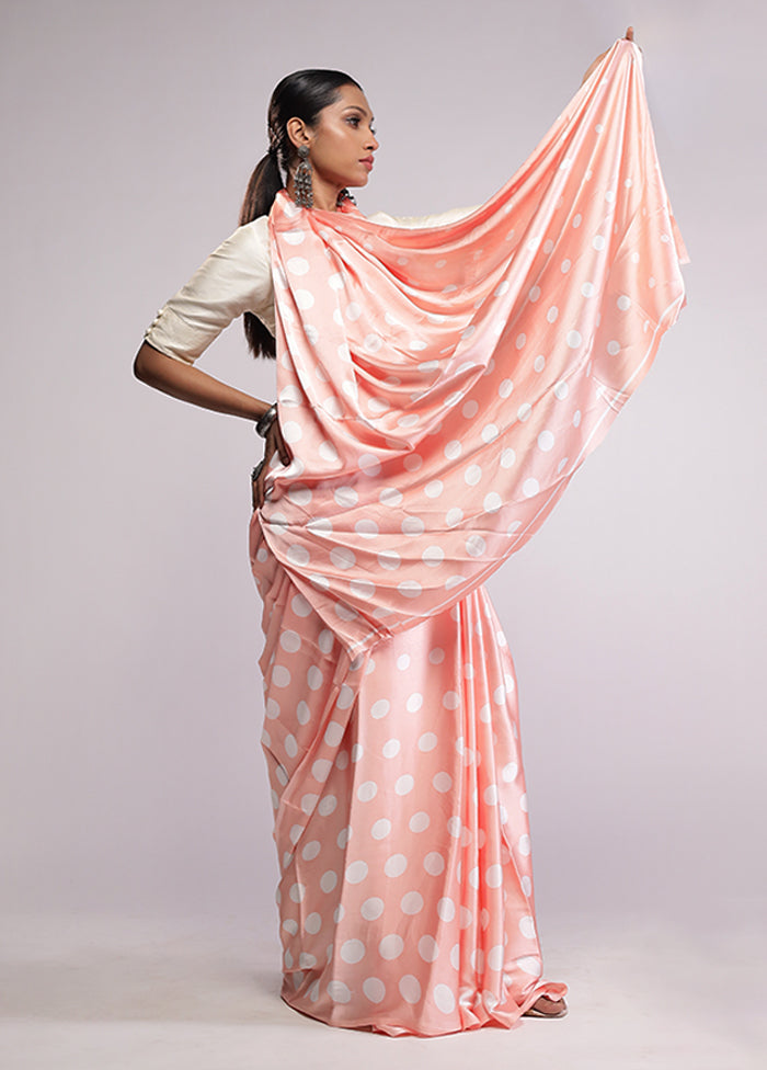 Peach Georgette Saree With Blouse Piece