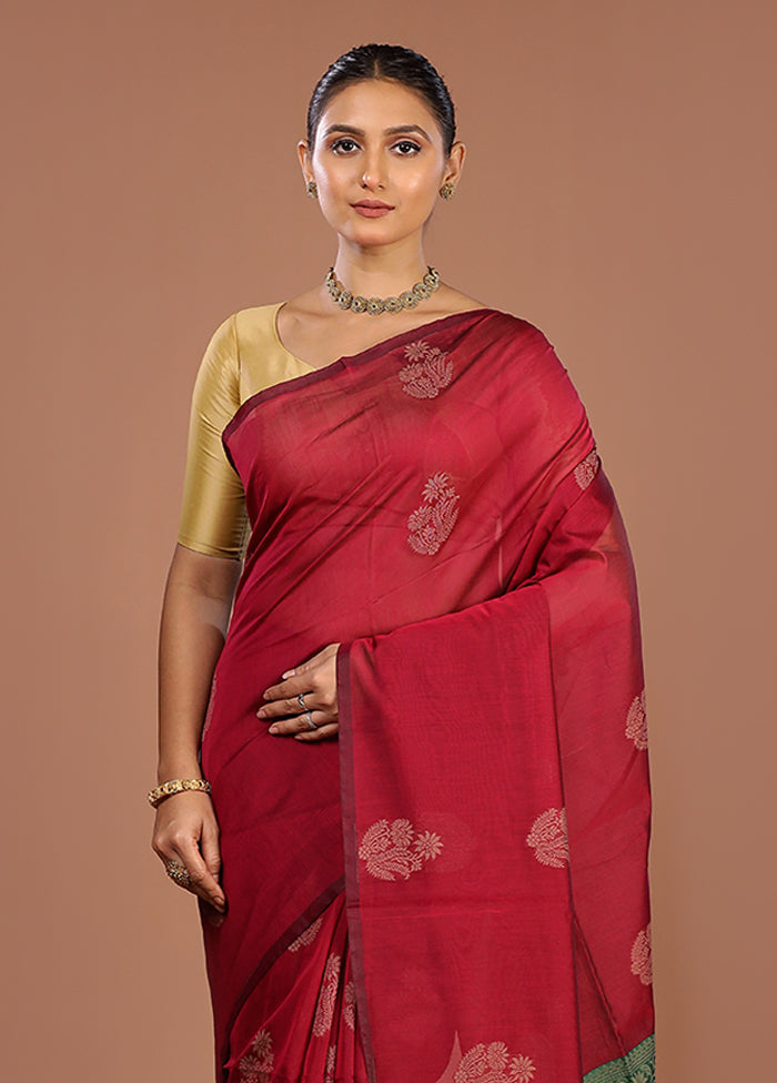 Pink Cotton Saree With Blouse Piece