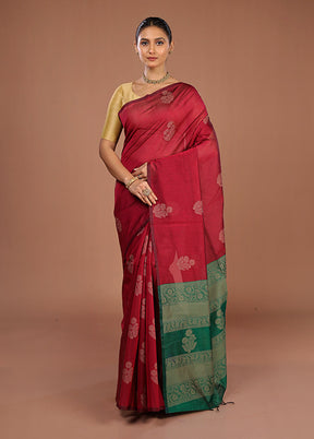 Pink Cotton Saree With Blouse Piece