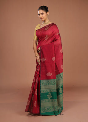 Pink Cotton Saree With Blouse Piece