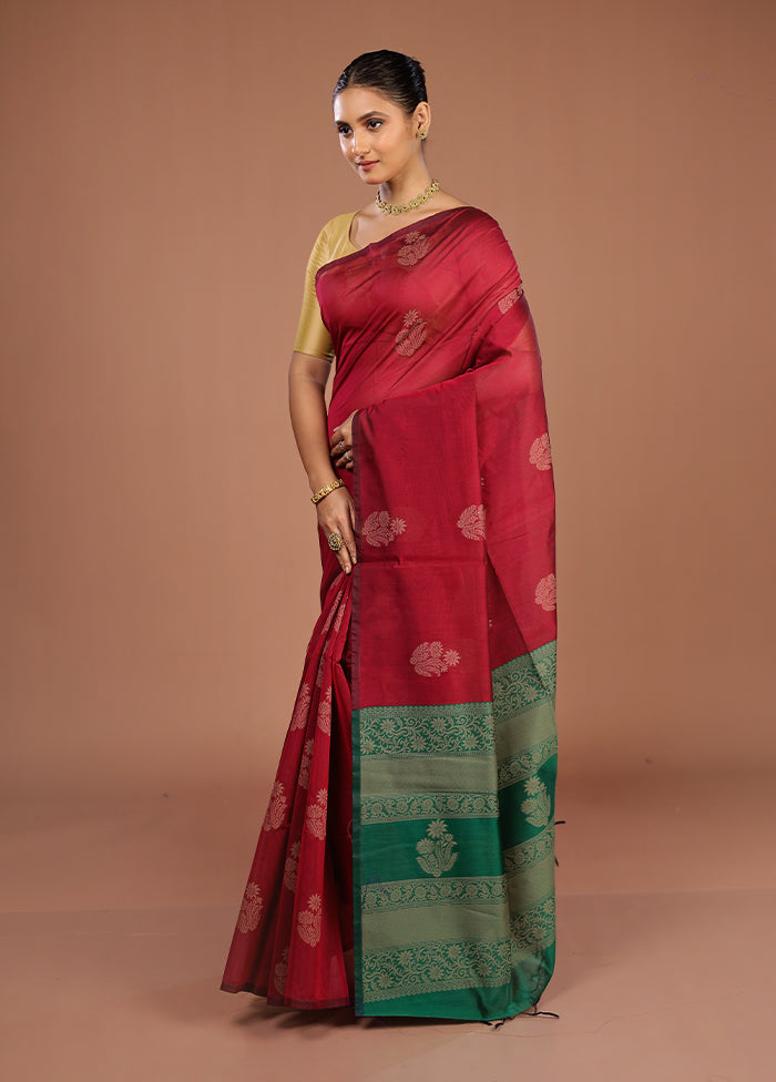 Pink Cotton Saree With Blouse Piece