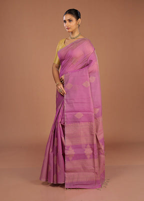 Purple Cotton Saree With Blouse Piece
