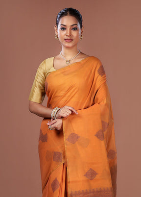Yellow Cotton Saree With Blouse Piece