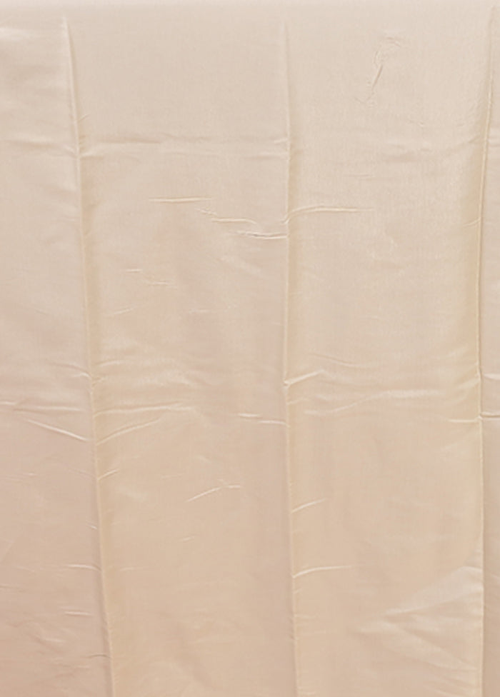 Cream Tussar Silk Saree With Blouse Piece