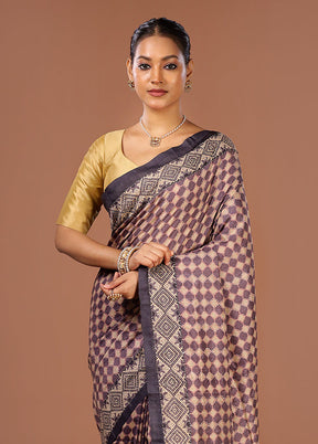 Cream Tussar Silk Saree With Blouse Piece