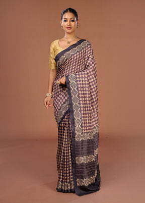 Cream Tussar Silk Saree With Blouse Piece