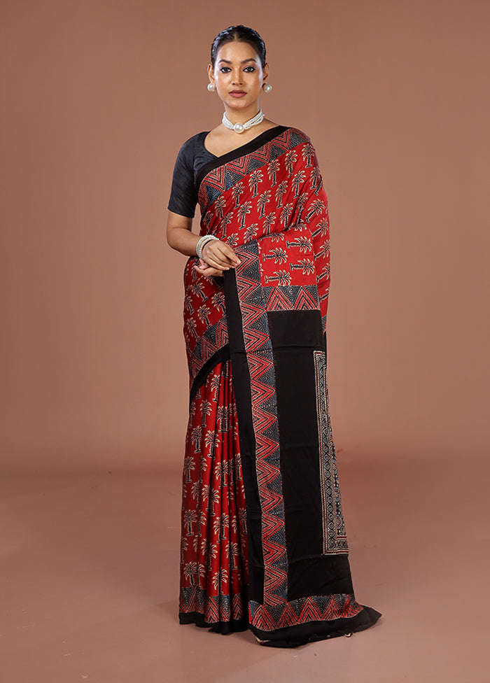 Black Printed Pure Silk Saree Without Blouse Piece