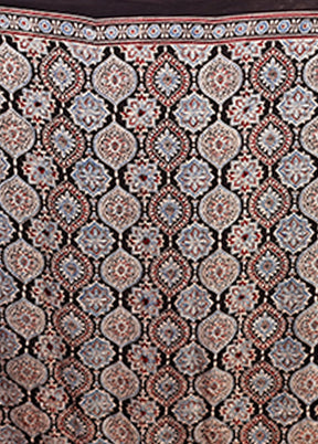 Black Printed Pure Silk Saree Without Blouse Piece