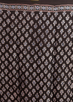 Black Printed Pure Silk Saree Without Blouse Piece