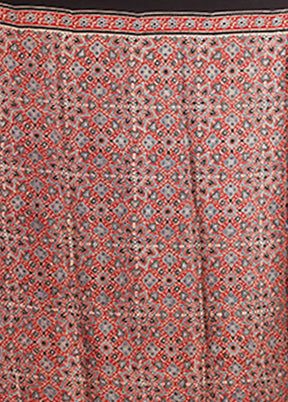 Maroon Printed Pure Silk Saree Without Blouse Piece