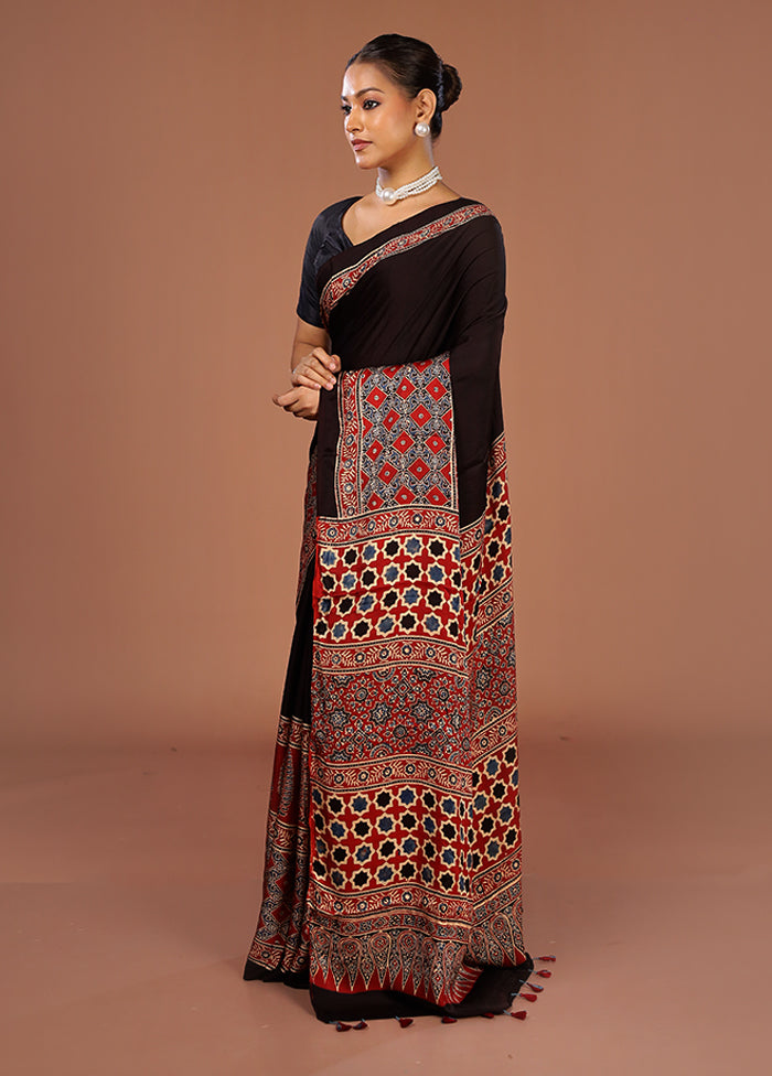 Maroon Printed Pure Silk Saree Without Blouse Piece