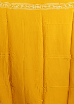 Yellow Printed Pure Silk Saree Without Blouse Piece