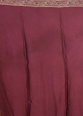 Purple Printed Pure Silk Saree Without Blouse Piece