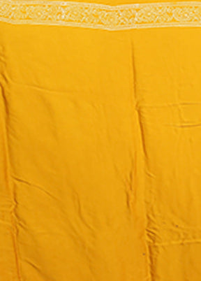 Yellow Printed Pure Silk Saree Without Blouse Piece