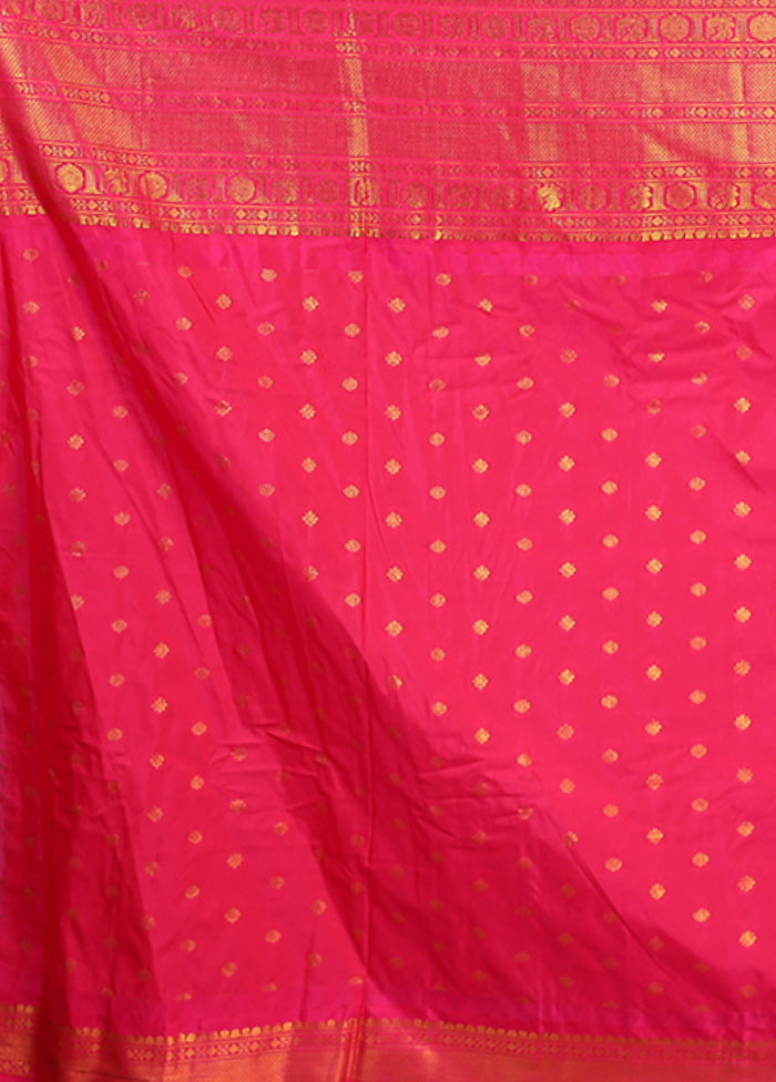 Blue Gadwal Silk Saree Without Blouse Piece