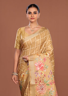 Yellow Tussar Silk Saree With Blouse Piece