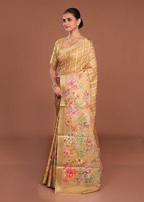 Yellow Tussar Silk Saree With Blouse Piece