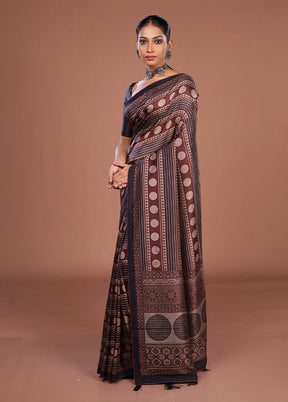 Maroon Tussar Silk Saree With Blouse Piece