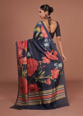 Pink Tussar Silk Saree With Blouse Piece