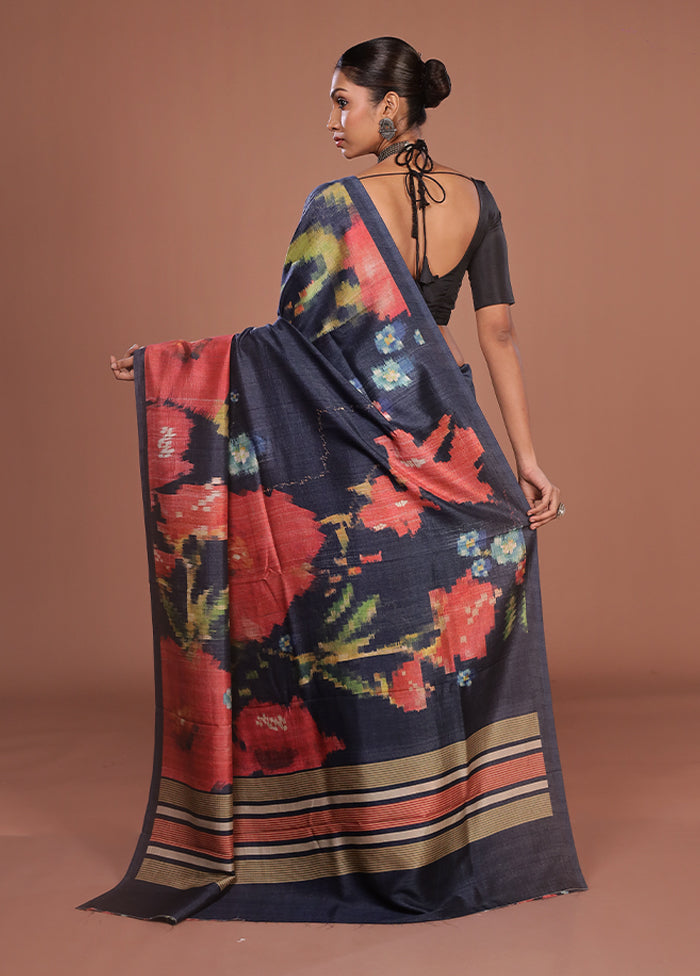 Pink Tussar Silk Saree With Blouse Piece