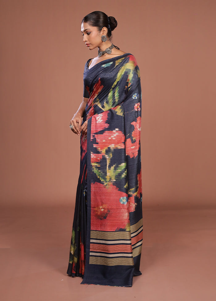 Pink Tussar Silk Saree With Blouse Piece