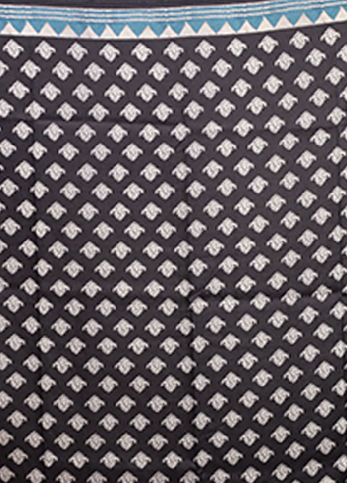 Black Tussar Silk Saree With Blouse Piece